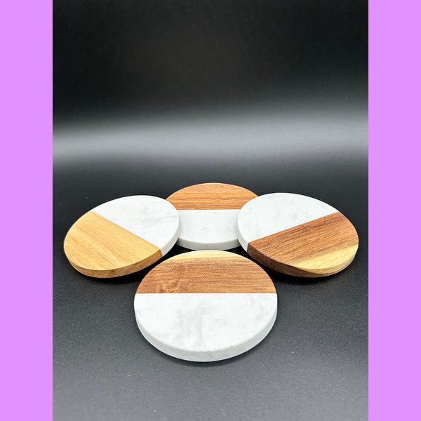 Laser Ready Marble/Bamboo Coasters (4 Piece)