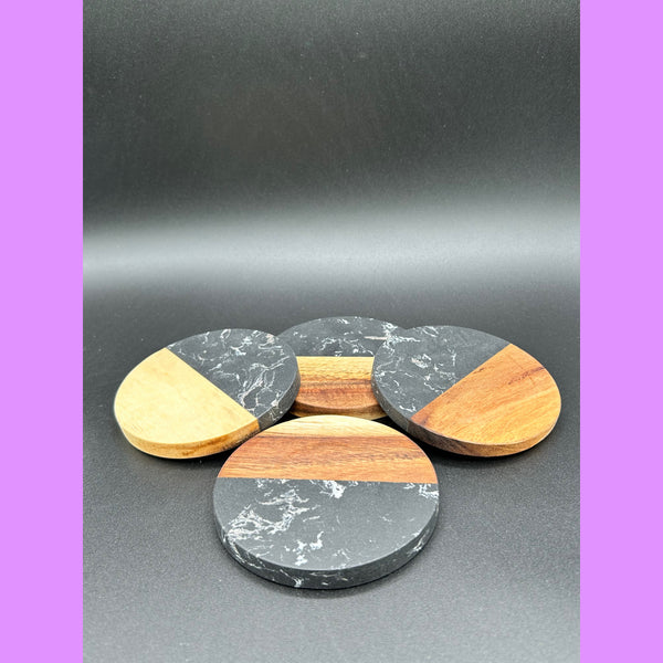 Laser Ready Marble/Bamboo Coasters (4 Piece)