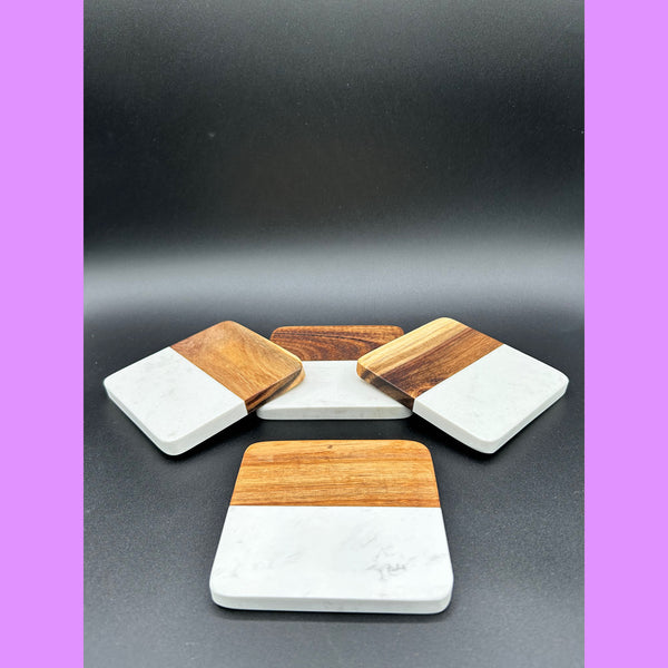 Laser Ready Marble/Bamboo Coasters (4 Piece)