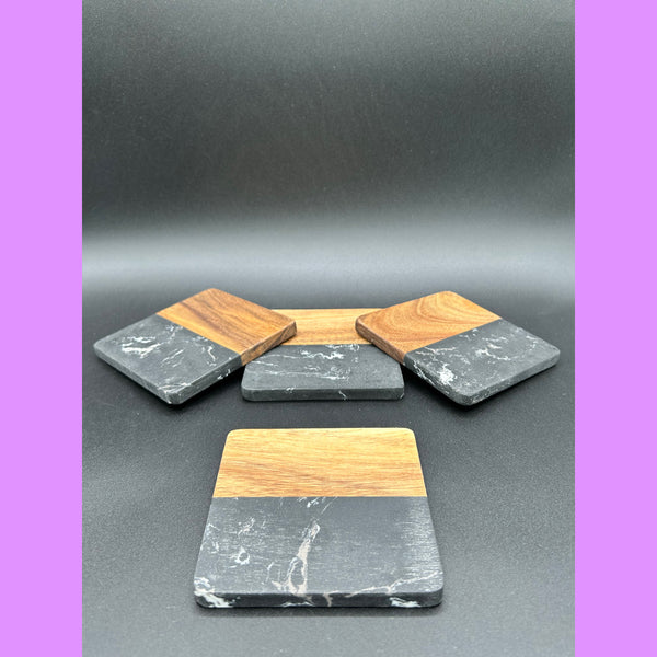 Laser Ready Marble/Bamboo Coasters (4 Piece)